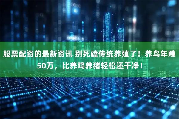 股票配资的最新资讯 别死磕传统养殖了！养鸟年赚50万，比养鸡养猪轻松还干净！